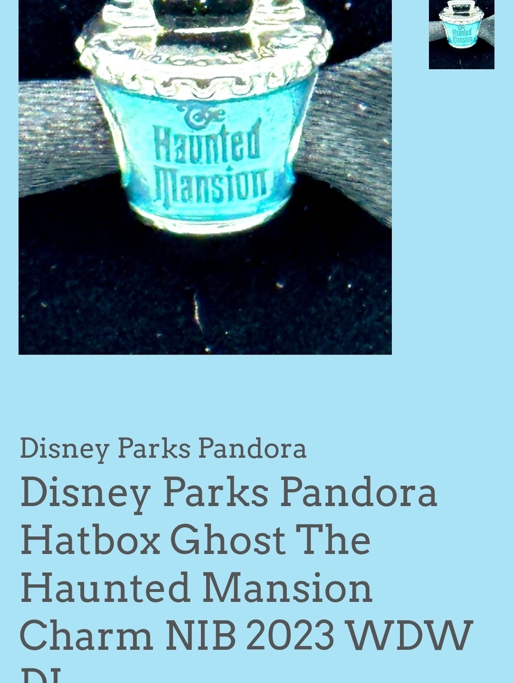 Disney Haunted Mansion Hatbox Ghost Charm - Blue